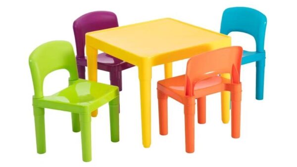 Delsun Kids Plastic 5-Piece Table & 4 Chairs Set