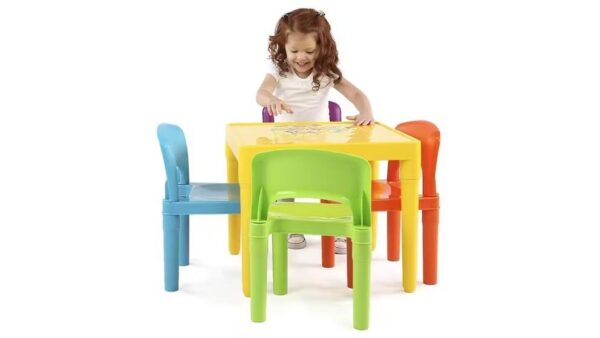 Delsun Kids Plastic 5-Piece Table & 4 Chairs Set - Image 2