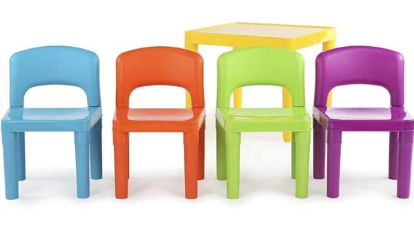 Delsun Kids Plastic 5-Piece Table & 4 Chairs Set - Image 3